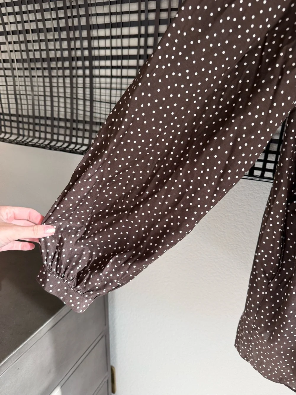 Peony Forever Mini Dress brown polka dot freckle print